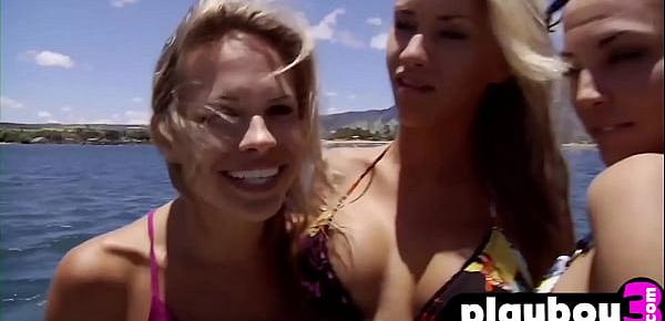  Sexy big tits lesbians enjoys wet games after diving